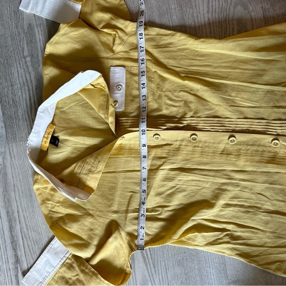 St. John Yellow Cotton Crop Sleeve Button Down Top 8 - Picture 12 of 14